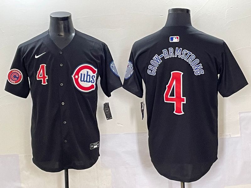 Men 2025 Chicago Cubs #4 Grow-Armstrong Black Retro Fashion Nike MLB Jersey style 2->chicago cubs->MLB Jersey